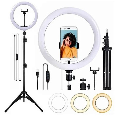 Ring Light Iluminador Led 36Cm C/Tripe E Suporte P/Celular