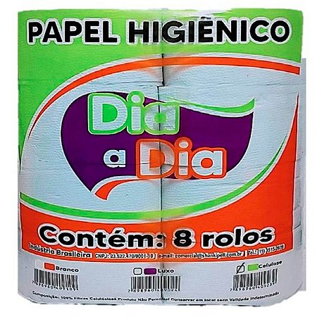 PAPEL HIGIENICO ROLAO 8 ROLOS BRANCO CELULOSE DIA A DIA