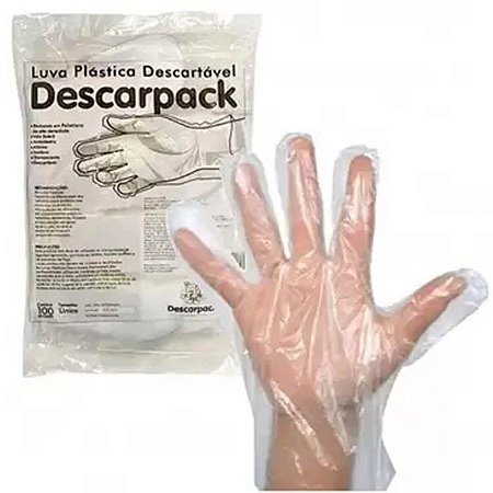 LUVA DESCARTAVEL PLASTICA DESCARP C/100