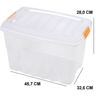 Caixa Organizadora Plastica Cristal 29 Litros Gran Box 2759 Plasutil