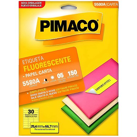ETIQUETA FLUORESCENTE 25,4X66,7MM 5580A PIMACO