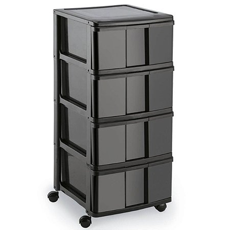 PORTA TUDO 4 GAVETAS PRETO C/RODAS 1275 MONTE LIBANO