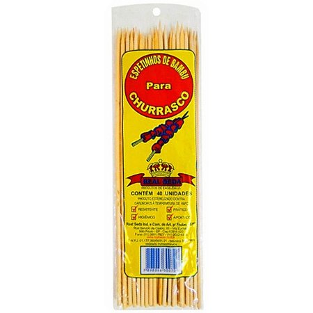 ESPETO BAMBU P/CHURRASCO C/40 TRATADO REAL SEDA