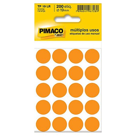 ETIQUETA TP19 LARANJA C/200 PIMACO
