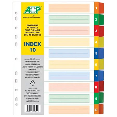 SEPARADOR P/ FICHARIO C/10 DIVISOES ACP