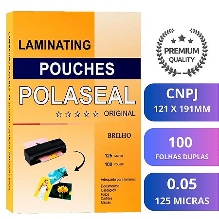 PLASTICO P/ PLASTIFICACAO CNPJ 121X191 MM 0,05 125 MICRAS C/100 FOLHAS