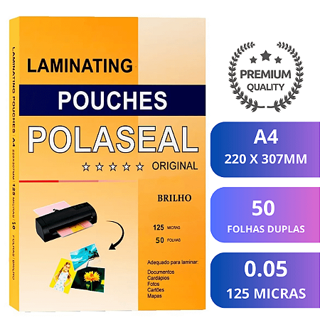 POLASEAL P/PLASTIFICACAO A4 220x307mm 0,05 C/50 FOLHAS PROLAM - Kepel  Suprimentos