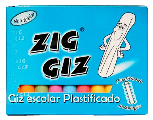 GIZ ESCOLAR PLASTIFICADO COLORIDO C/500 ZIG GIZ