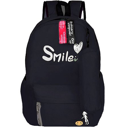 MOCHILA JUVENIL HAPPY SMILE AZUL MARINHO