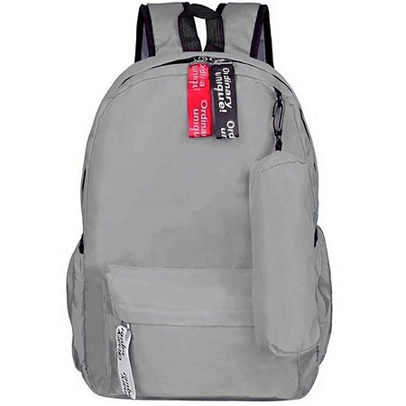 MOCHILA S/ESTAMPA CINZA