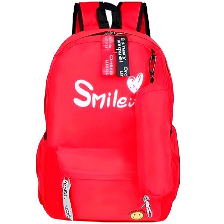 MOCHILA JUVENIL HAPPY SMILE VERMELHA