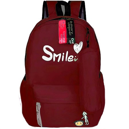 MOCHILA JUVENIL HAPPY SMILE VINHO