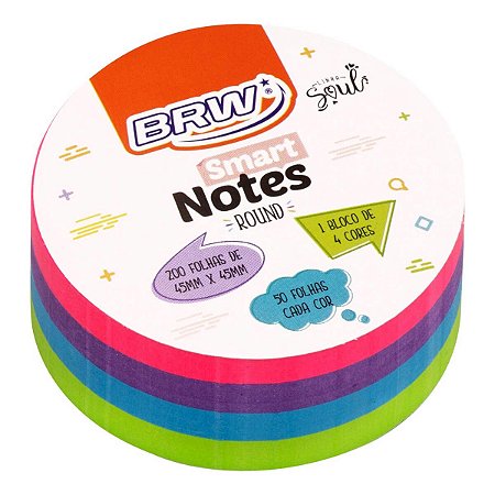 BLOCO ADESIVO 45X45 COLORIDO 200FLS BRW