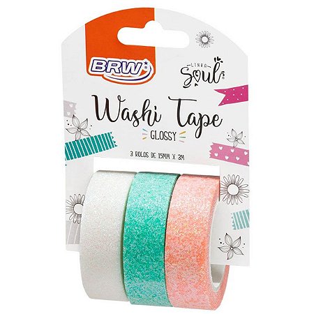 FITA ADESIVA WASHI TAPE GLOSSY C/3 BRW
