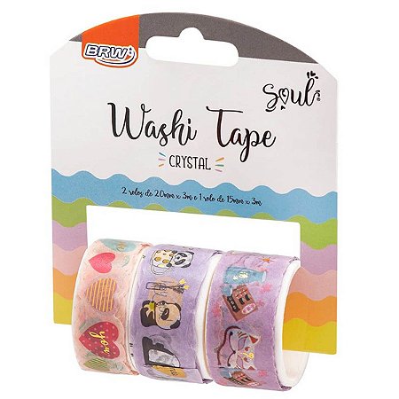 FITA ADESIVA WASHI TAPE CRISTAL ROXO C/3 BRW
