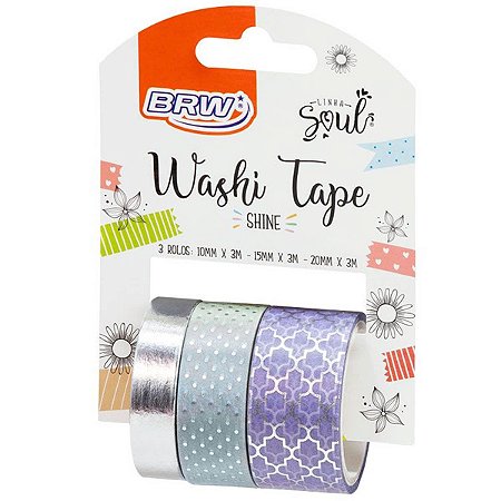 FITA ADESIVA WASHI TAPE SHINE LILAS C/3 BRW