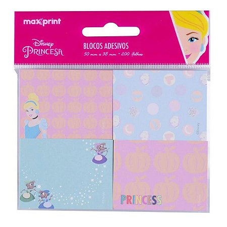 BLOCO ADESIVO DISNEY 38X50 CINDERELA  200FLS MAXPRINT