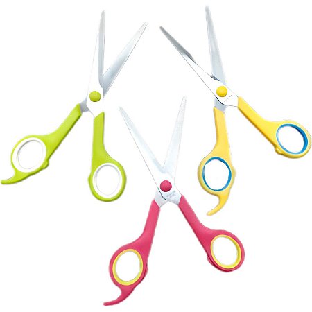 Tesoura Escolar Aco Inox 14Cm Cabo Colorido K-605