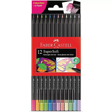 LAPIS DE COR SUPERSOFT 6 NEON + 6 PASTEL FABER CASTELL