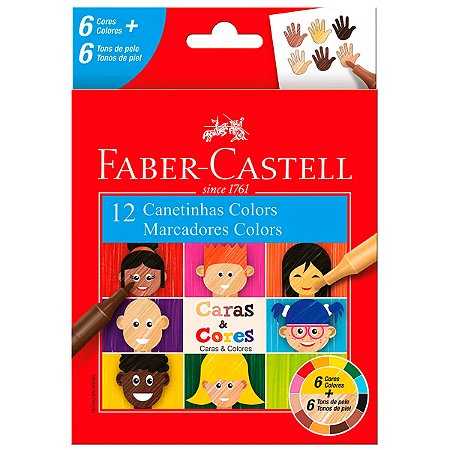 CANETA HIDROGRAFICA CARAS E CORES 12 CORES FABER CASTELL