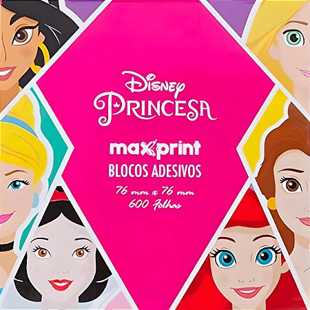 CAIXA BLOCO ADESIVO 76X76 DISNEY PRINCESAS 600FLS MAXPRINT