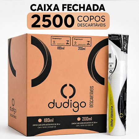 CAIXA FECHADA DO COPO 180ML BRANCO C/100 DUDIGO