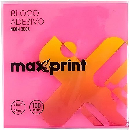 BLOCO ADESIVO 76X76 ROSA NEON 100FLS MAXPRINT