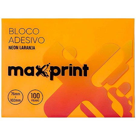 BLOCO ADESIVO 76X76 LARANJA NEON 100FLS MAXPRINT