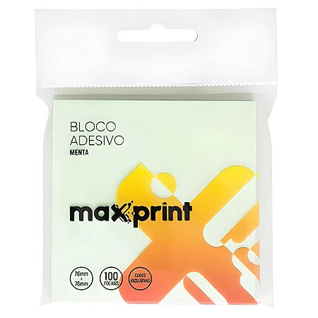 BLOCO ADESIVO 76X76 MENTA 100FLS MAXPRINT