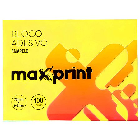 BLOCO ADESIVO 76X102 AMARELO NEON 100FLS MAXPRINT