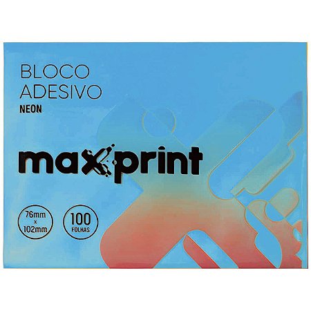 BLOCO ADESIVO 76X102 AZUL NEON 100FLS MAXPRINT