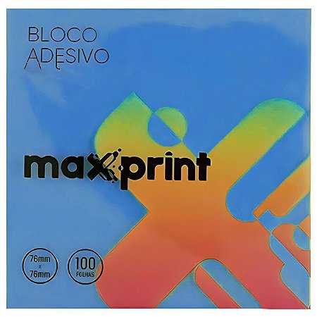 BLOCO ADESIVO 76X76 AZUL NEON 100FLS MAXPRINT