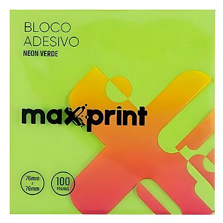 BLOCO ADESIVO 76X76 VERDE NEON 100FLS MAXPRINT