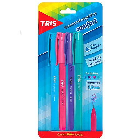 CANETA ESFEROGRAFICA 1.0MM COMFORT C/4 TRIS