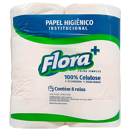 PAPEL HIGIENICO ROLAO SLIM 8 ROLOS FLORA