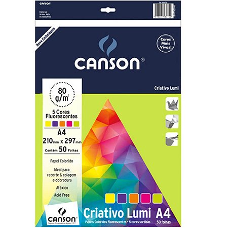 PAPEL CRIATIVO LUMI A4 COLORIDO 80G C/50FLS CANSON