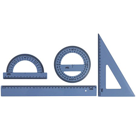 KIT REGUA SEGUNDO GRAU NEW LINE AZUL PASTEL WALEU