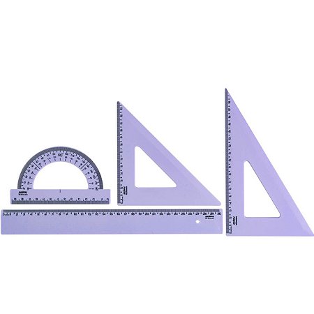 KIT REGUA PRIMEIRO GRAU NEW LINE LILAS PASTEL WALEU