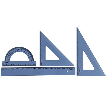 KIT REGUA PRIMEIRO GRAU NEW LINE AZUL PASTEL WALEU