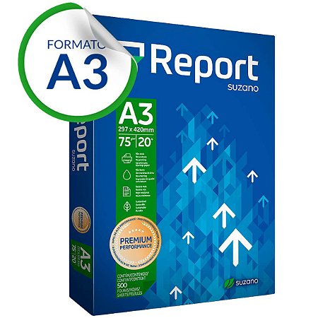 PAPEL SULFITE A3 BRANCO 75G C/500 FOLHAS REPORT