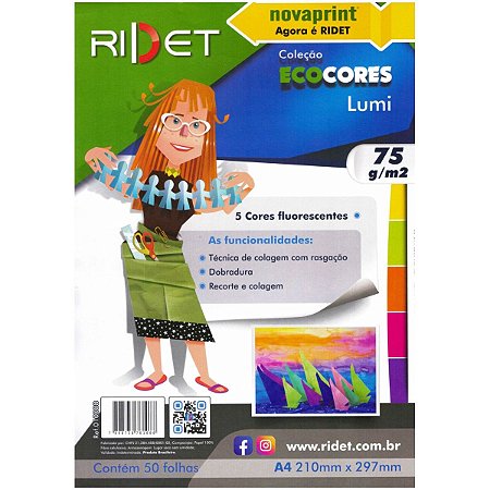 PAPEL LUMI ECOCORES A4 5 CORES 75g C/50 FLS RIDET