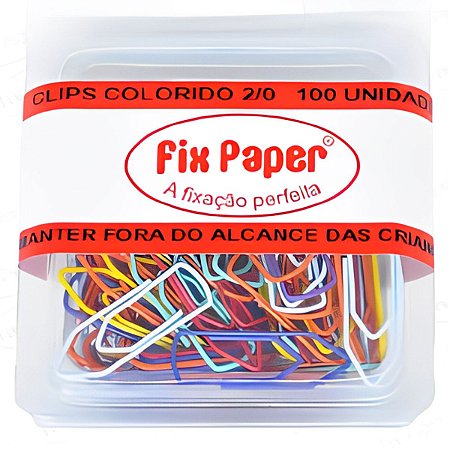 CLIPS GALVANIZADO COLORIDO 2/0 C/100 UN FIX PAPER