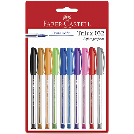 CANETA ESFEROGRAFICA 1.0MM TRILUX C/10 FABER CASTELL