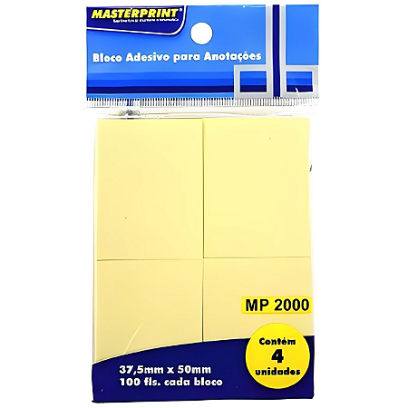 BLOCO ADESIVO 37,5X50 AMARELO 100FLS MASTERPRINT
