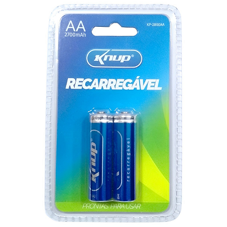 PILHAS RECARREGAVEL PEQUENA AA C/2 2700MAH KP-2088AA KNUP