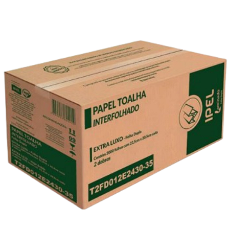 PAPEL INTERFOLHA LAMINADO 2DB 22,5X20,5 30G C/2000 FOLHA DUPLA T2FD012E2430-35 IPEL