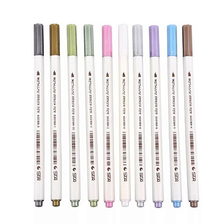 CANETA HIDROGRAFICA PINCEL 12 CORES METALLIC 6551BR BESTDI