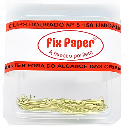 CLIPS GALVANIZADO CONVITE DOURADO N.5 C/150 UN FIX PAPER