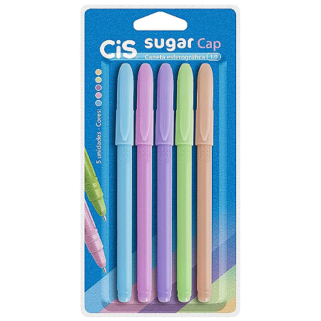 CANETA ESFEROGRAFICA SUGAR 1.0MM C/5 CIS