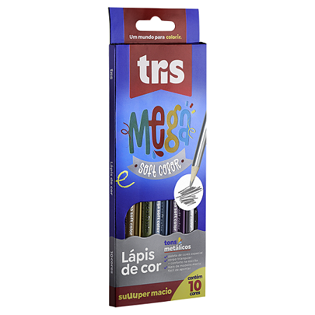 LAPIS DE COR MEGA SOFT TONS METALICO C/10 TRIS